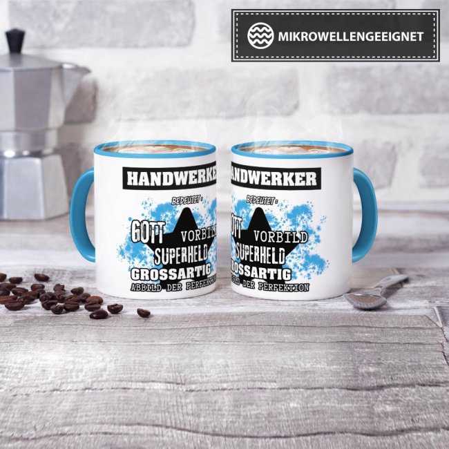 Berufe-Tasse - Bedeutung eines Handwerkers - Hellblau