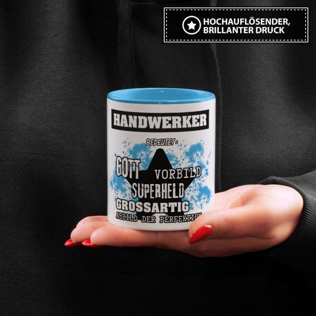 Berufe-Tasse - Bedeutung eines Handwerkers - Hellblau