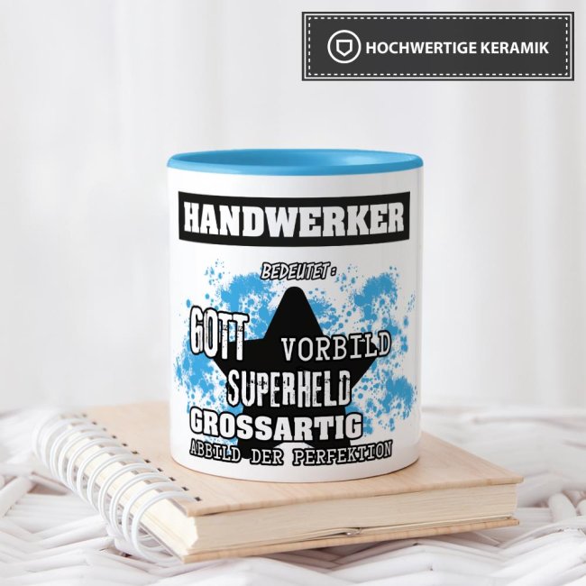 Berufe-Tasse - Bedeutung eines Handwerkers - Hellblau