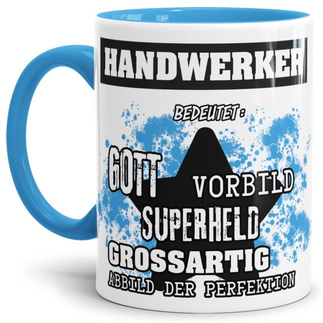 Berufe-Tasse - Bedeutung eines Handwerkers - Hellblau