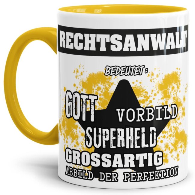 Berufe-Tasse - Bedeutung eines Rechtsanwalts - Gelb