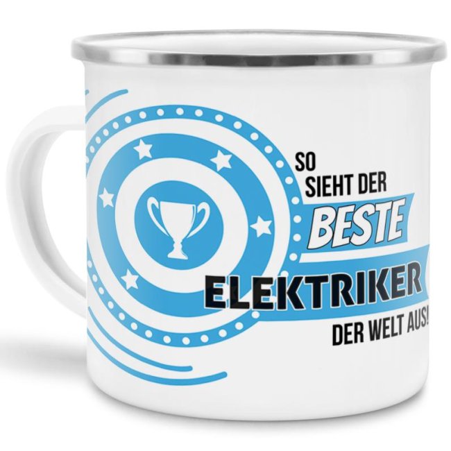 Emaille-Tasse mit Spruch - So sieht der beste Elektriker aus