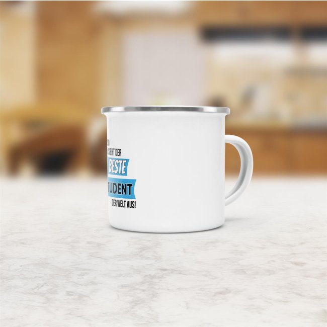 Emaille-Tasse mit Spruch - So sieht der beste Student aus