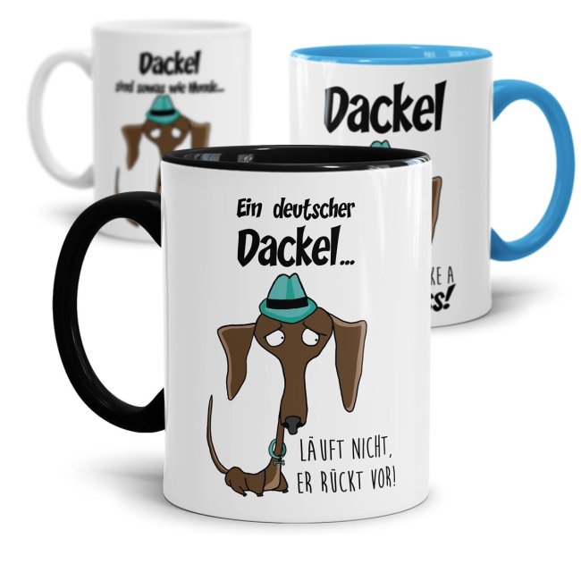 Dackeltassen mit lustigen Spr&uuml;chen f&uuml;r Dackelfans