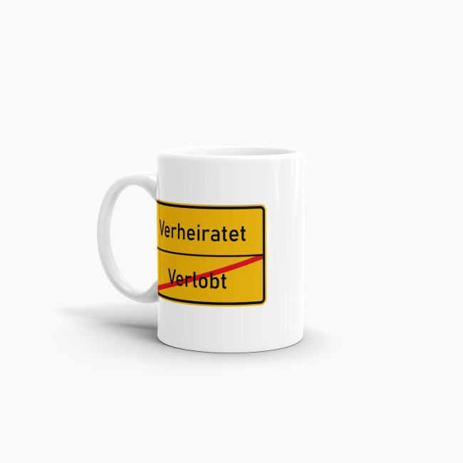 Tasse - Ortsschilder Verlobt -&gt; Verheiratet