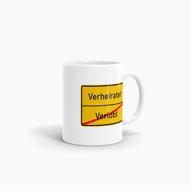 Tasse - Ortsschilder Verlobt -&gt; Verheiratet