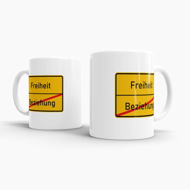 Tasse - Ortsschilder Beziehung -&gt; Freiheit