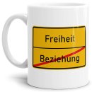 Tasse - Ortsschilder Beziehung -&gt; Freiheit