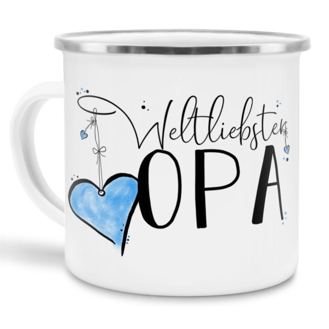 Emaille Tasse - Weltliebster Opa - klein