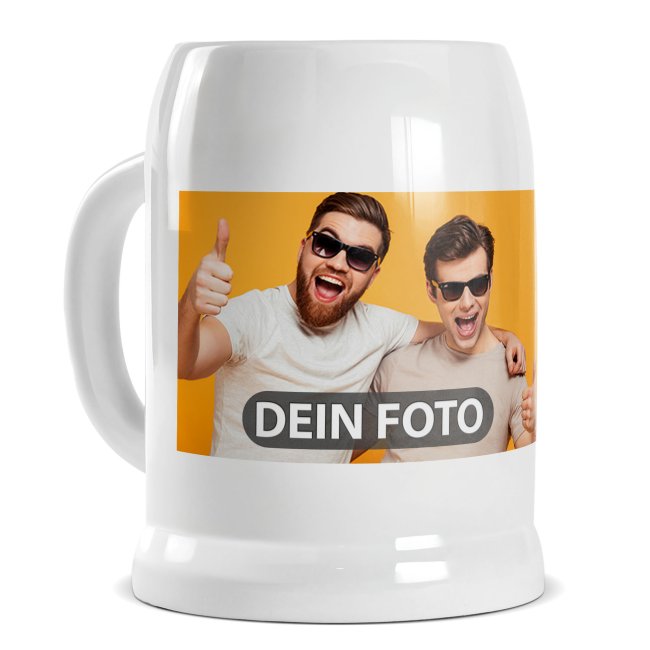 Personalisierter Bierkrug - mit Foto selbst gestalten - Keramik wei&szlig; - 500 ml