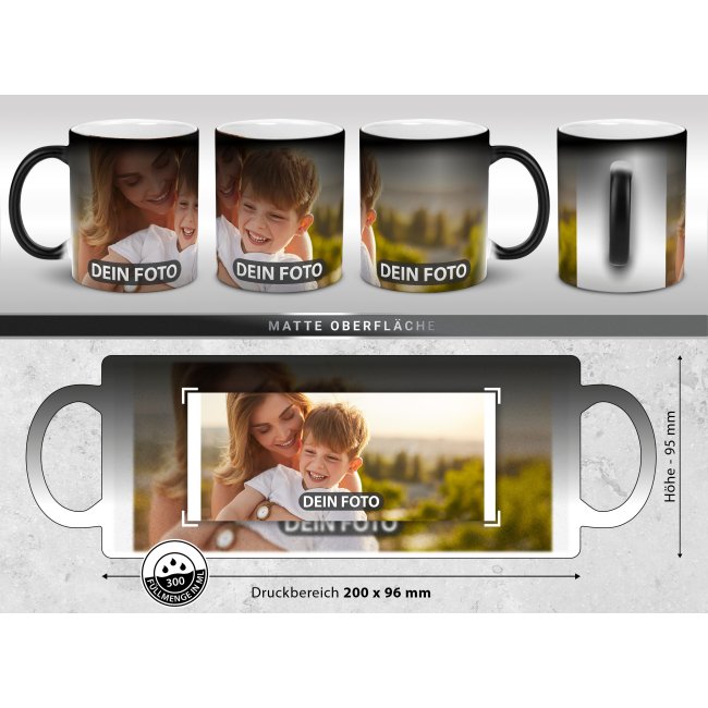 Magic Mug Zaubertasse mit Foto - XXL-Druck - 300 ml