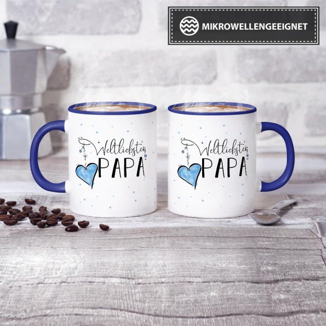 Tasse - Weltliebster Papa - Innen &amp; Henkel Dunkelblau