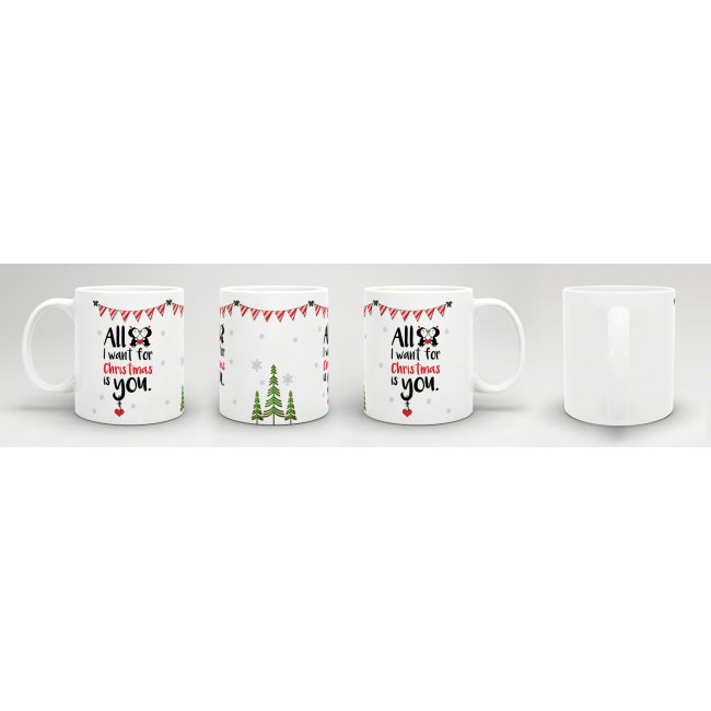 Tasse XMAS - All I want - Pinguin - wei&szlig;