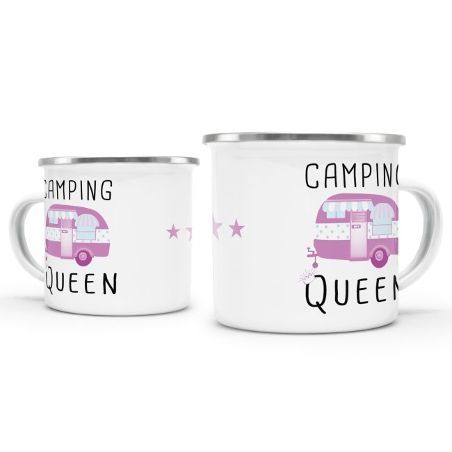 Emaille Tasse - Camping Queen - 480 ml