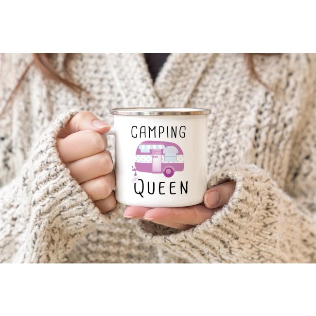 Emaille Tasse - Camping Queen - 480 ml