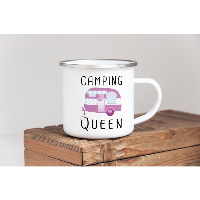 Emaille Tasse - Camping Queen - 480 ml